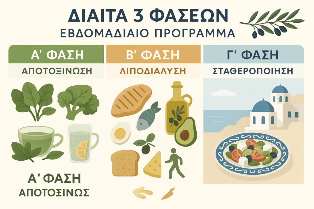 διαιτα 3 φασεων εβδομαδιαιο προγραμμα